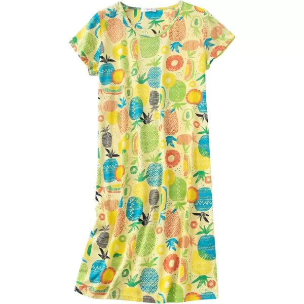 Zando Womens Nightgowns Cartoon Printed Sleep Shirts Cotton Night Gowns Casual Sleepwear Cute Pajamas Long Sleepdress