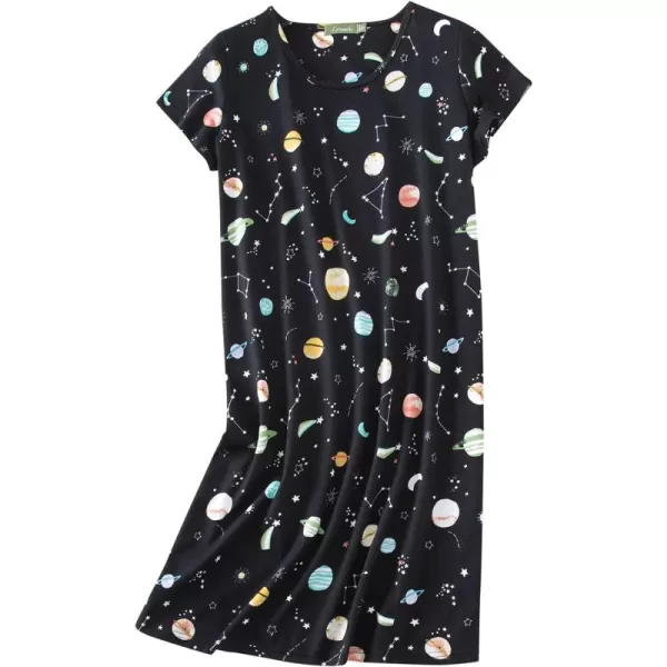 Zando Womens Nightgowns Cartoon Printed Sleep Shirts Cotton Night Gowns Casual Sleepwear Cute Pajamas Long Sleepdress