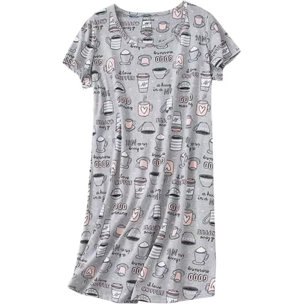 Zando Womens Nightgowns Cartoon Printed Sleep Shirts Cotton Night Gowns Casual Sleepwear Cute Pajamas Long Sleepdress