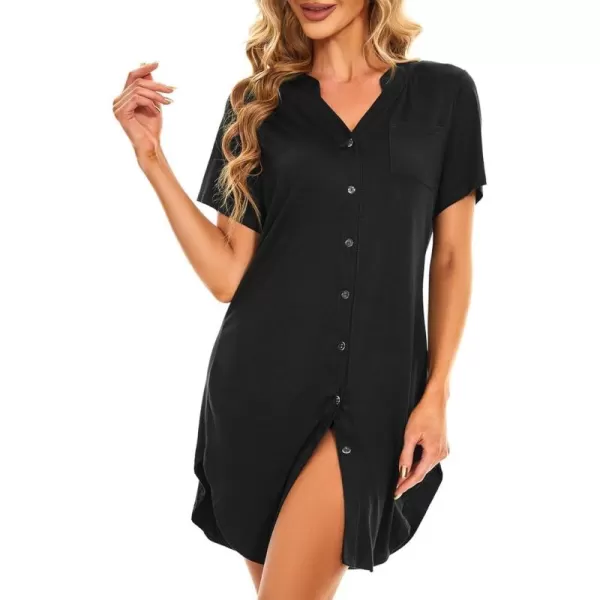 Zando Womens Nightgowns Cartoon Printed Sleep Shirts Cotton Night Gowns Casual Sleepwear Cute Pajamas Long Sleepdress