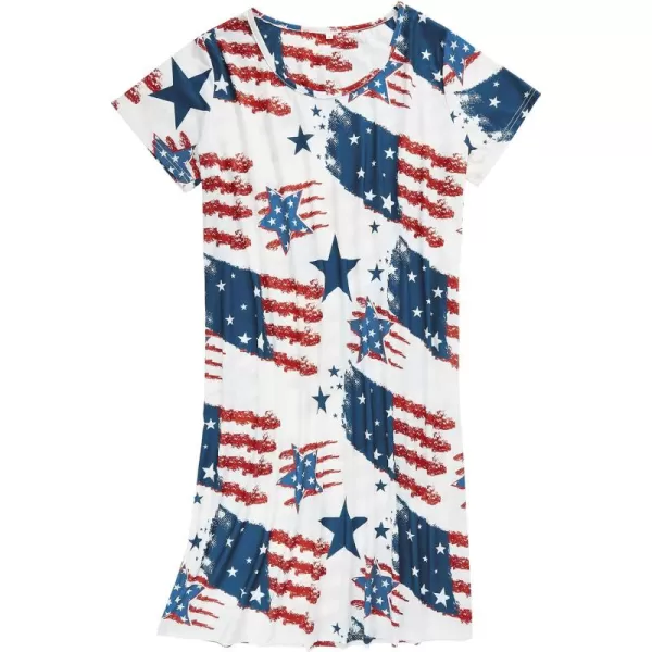 Zando Womens Nightgowns Cartoon Printed Sleep Shirts Cotton Night Gowns Casual Sleepwear Cute Pajamas Long Sleepdress