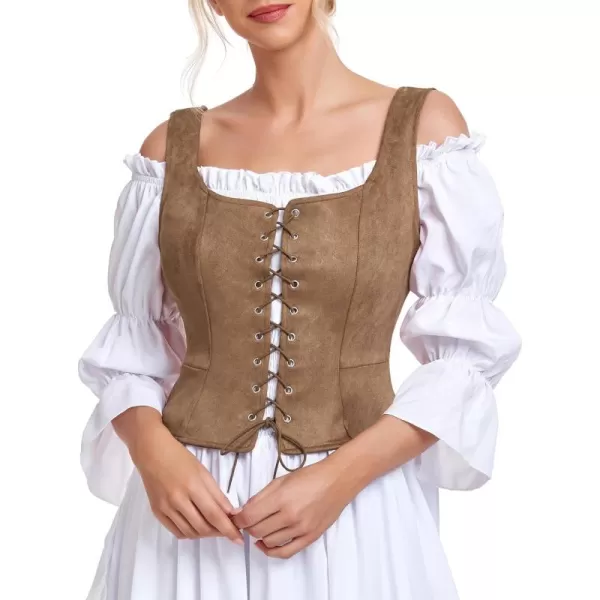 Zando Women's Renaissance Corset Vest Medieval Corsets Top Pirate Cosplay Costume Steampunk Gothic Bustiers Tank Top