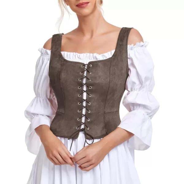 Zando Women's Renaissance Corset Vest Medieval Corsets Top Pirate Cosplay Costume Steampunk Gothic Bustiers Tank Top