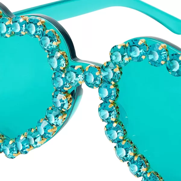 Zando Rhinestone Heart Sunglasses for Women Rimless Transparent Heart Shaped Sunglasses Colorful Heart Glasses Party
