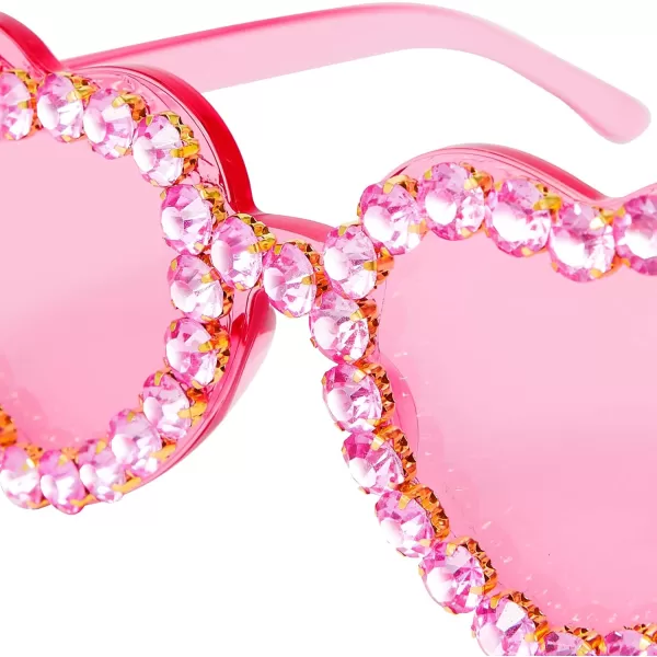 Zando Rhinestone Heart Sunglasses for Women Rimless Transparent Heart Shaped Sunglasses Colorful Heart Glasses Party