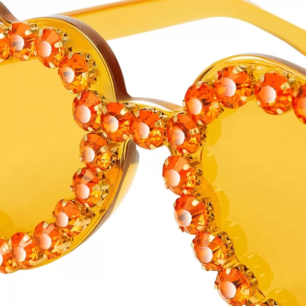 Zando Rhinestone Heart Sunglasses for Women Rimless Transparent Heart Shaped Sunglasses Colorful Heart Glasses Party