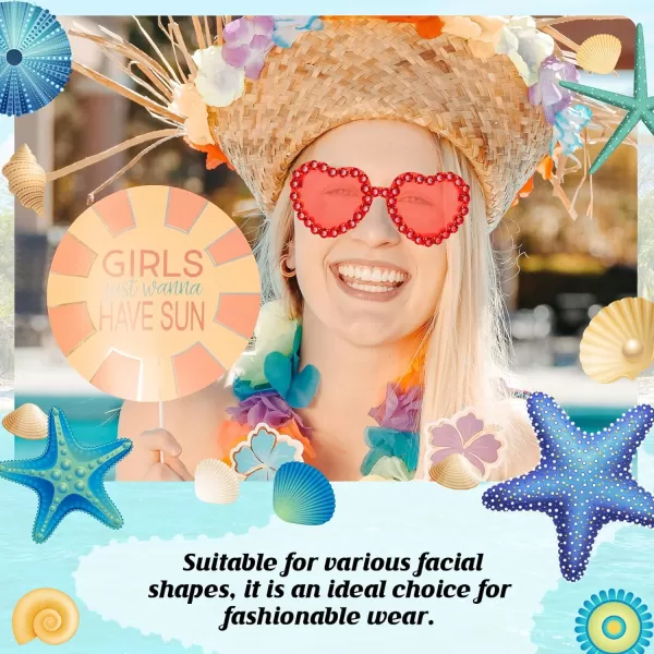 Zando Rhinestone Heart Sunglasses for Women Rimless Transparent Heart Shaped Sunglasses Colorful Heart Glasses Party