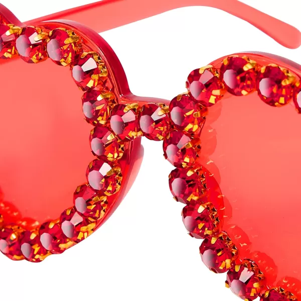 Zando Rhinestone Heart Sunglasses for Women Rimless Transparent Heart Shaped Sunglasses Colorful Heart Glasses Party