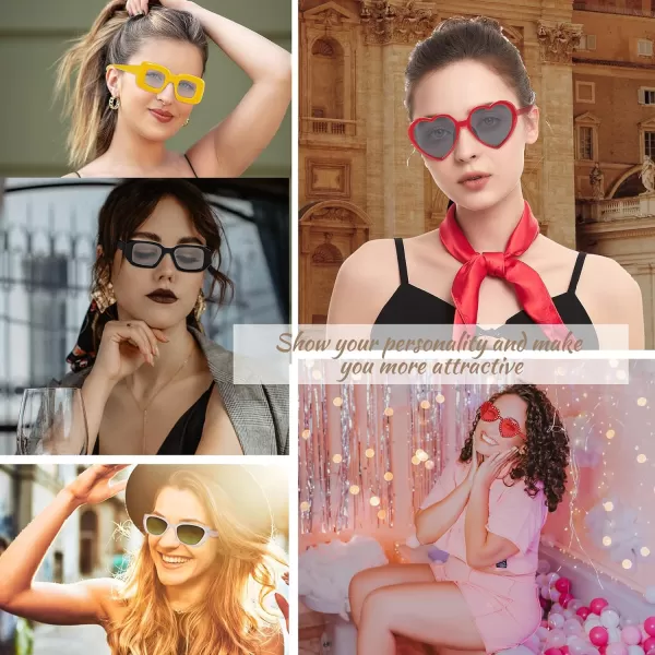 Zando Rhinestone Heart Sunglasses for Women Rimless Transparent Heart Shaped Sunglasses Colorful Heart Glasses Party