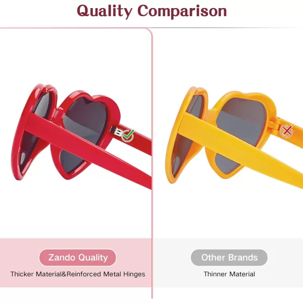 Zando Rhinestone Heart Sunglasses for Women Rimless Transparent Heart Shaped Sunglasses Colorful Heart Glasses Party
