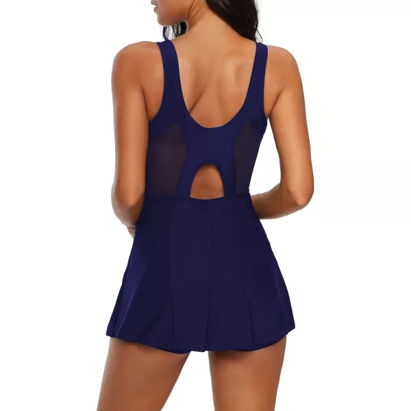 Zando Womens Swimsuits Tummy Control Swim Dress One Piece Swimsuit Plus Size Swimwear V Neck Bathing Suits Swim Dress