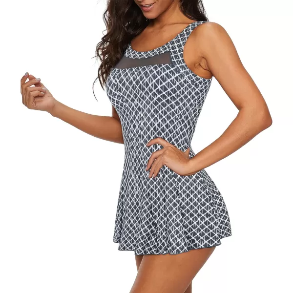 Zando Womens Swimsuits Tummy Control Swim Dress One Piece Swimsuit Plus Size Swimwear V Neck Bathing Suits Swim Dress