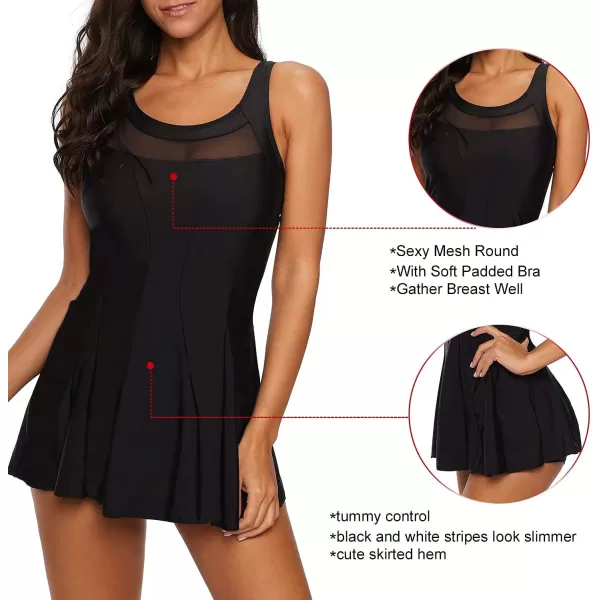 Zando Womens Swimsuits Tummy Control Swim Dress One Piece Swimsuit Plus Size Swimwear V Neck Bathing Suits Swim Dress