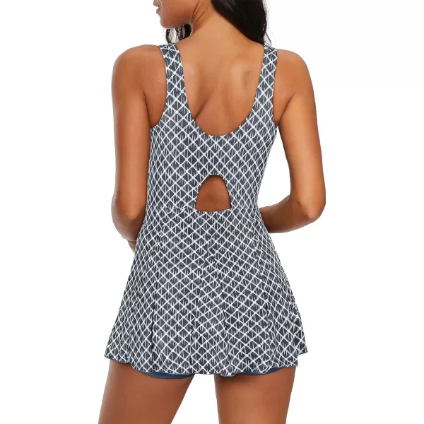 Zando Womens Swimsuits Tummy Control Swim Dress One Piece Swimsuit Plus Size Swimwear V Neck Bathing Suits Swim Dress