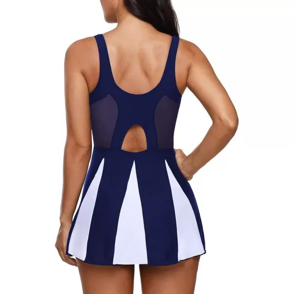 Zando Womens Swimsuits Tummy Control Swim Dress One Piece Swimsuit Plus Size Swimwear V Neck Bathing Suits Swim Dress