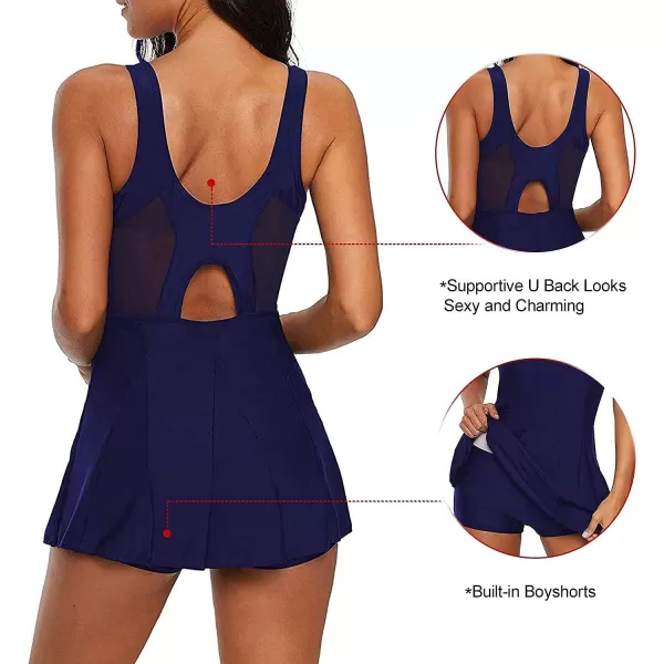 Zando Womens Swimsuits Tummy Control Swim Dress One Piece Swimsuit Plus Size Swimwear V Neck Bathing Suits Swim Dress