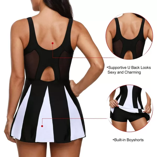 Zando Womens Swimsuits Tummy Control Swim Dress One Piece Swimsuit Plus Size Swimwear V Neck Bathing Suits Swim Dress