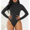 imageZando Bodysuit for Women Mock Turtleneck Long Sleeve White Sexy Bodysuits Lingerie Women Stretchy Leotard Jumpsuit1 Black