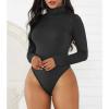 imageZando Bodysuit for Women Mock Turtleneck Long Sleeve White Sexy Bodysuits Lingerie Women Stretchy Leotard Jumpsuit1 Black
