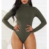 imageZando Bodysuit for Women Mock Turtleneck Long Sleeve White Sexy Bodysuits Lingerie Women Stretchy Leotard JumpsuitArmy Green