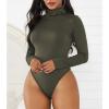 imageZando Bodysuit for Women Mock Turtleneck Long Sleeve White Sexy Bodysuits Lingerie Women Stretchy Leotard JumpsuitArmy Green
