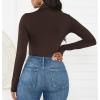 imageZando Bodysuit for Women Mock Turtleneck Long Sleeve White Sexy Bodysuits Lingerie Women Stretchy Leotard JumpsuitB Coffee
