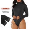 imageZando Bodysuit for Women Mock Turtleneck Long Sleeve White Sexy Bodysuits Lingerie Women Stretchy Leotard JumpsuitCow Print
