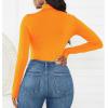 imageZando Bodysuit for Women Mock Turtleneck Long Sleeve White Sexy Bodysuits Lingerie Women Stretchy Leotard JumpsuitOrange