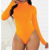imageZando Bodysuit for Women Mock Turtleneck Long Sleeve White Sexy Bodysuits Lingerie Women Stretchy Leotard JumpsuitOrange