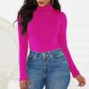 imageZando Bodysuit for Women Mock Turtleneck Long Sleeve White Sexy Bodysuits Lingerie Women Stretchy Leotard JumpsuitPink