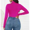 imageZando Bodysuit for Women Mock Turtleneck Long Sleeve White Sexy Bodysuits Lingerie Women Stretchy Leotard JumpsuitPink