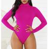 imageZando Bodysuit for Women Mock Turtleneck Long Sleeve White Sexy Bodysuits Lingerie Women Stretchy Leotard JumpsuitPink