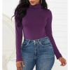 imageZando Bodysuit for Women Mock Turtleneck Long Sleeve White Sexy Bodysuits Lingerie Women Stretchy Leotard JumpsuitPurple