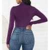 imageZando Bodysuit for Women Mock Turtleneck Long Sleeve White Sexy Bodysuits Lingerie Women Stretchy Leotard JumpsuitPurple