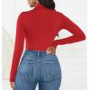 imageZando Bodysuit for Women Mock Turtleneck Long Sleeve White Sexy Bodysuits Lingerie Women Stretchy Leotard JumpsuitRed