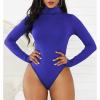 imageZando Bodysuit for Women Mock Turtleneck Long Sleeve White Sexy Bodysuits Lingerie Women Stretchy Leotard JumpsuitRoyal Blue