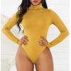 imageZando Bodysuit for Women Mock Turtleneck Long Sleeve White Sexy Bodysuits Lingerie Women Stretchy Leotard JumpsuitYellow