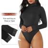 imageZando Bodysuit for Women Mock Turtleneck Long Sleeve White Sexy Bodysuits Lingerie Women Stretchy Leotard JumpsuitYellow