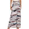 imageZando Long Skirts for Women Trendy Dresses High Waisted Maxi Skirt Casual Workout Stretchy Flared Flower Skirt for GirlsBlack Brown Striped