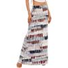 imageZando Long Skirts for Women Trendy Dresses High Waisted Maxi Skirt Casual Workout Stretchy Flared Flower Skirt for GirlsBlack Brown Striped
