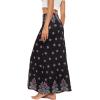 imageZando Long Skirts for Women Trendy Dresses High Waisted Maxi Skirt Casual Workout Stretchy Flared Flower Skirt for GirlsBlack Pink Floral
