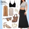 imageZando Long Skirts for Women Trendy Dresses High Waisted Maxi Skirt Casual Workout Stretchy Flared Flower Skirt for GirlsCoffee