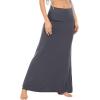 imageZando Long Skirts for Women Trendy Dresses High Waisted Maxi Skirt Casual Workout Stretchy Flared Flower Skirt for GirlsDark Grey