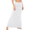 imageZando Long Skirts for Women Trendy Dresses High Waisted Maxi Skirt Casual Workout Stretchy Flared Flower Skirt for GirlsPure White