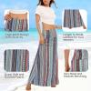 imageZando Long Skirts for Women Trendy Dresses High Waisted Maxi Skirt Casual Workout Stretchy Flared Flower Skirt for GirlsStriped  Floral