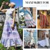 imageZando Long Skirts for Women Trendy Dresses High Waisted Maxi Skirt Casual Workout Stretchy Flared Flower Skirt for GirlsStriped  Floral