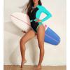 imageZando Long Sleeve Bathing Suits Women Neon Swimsuits Sexy High Cut One Piece Swimsuits 80s Outfits UPF 50 Rashguard ZipBlack Blue