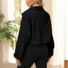 imageZando Womens Fleece Jacket Full Zip Cropped Jackets Oversize Long Sleeve Workout Fuzzy Sherpa Jacket Athletic Crop CoatBlack