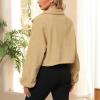 imageZando Womens Fleece Jacket Full Zip Cropped Jackets Oversize Long Sleeve Workout Fuzzy Sherpa Jacket Athletic Crop CoatCamel