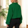 imageZando Womens Fleece Jacket Full Zip Cropped Jackets Oversize Long Sleeve Workout Fuzzy Sherpa Jacket Athletic Crop CoatGreen